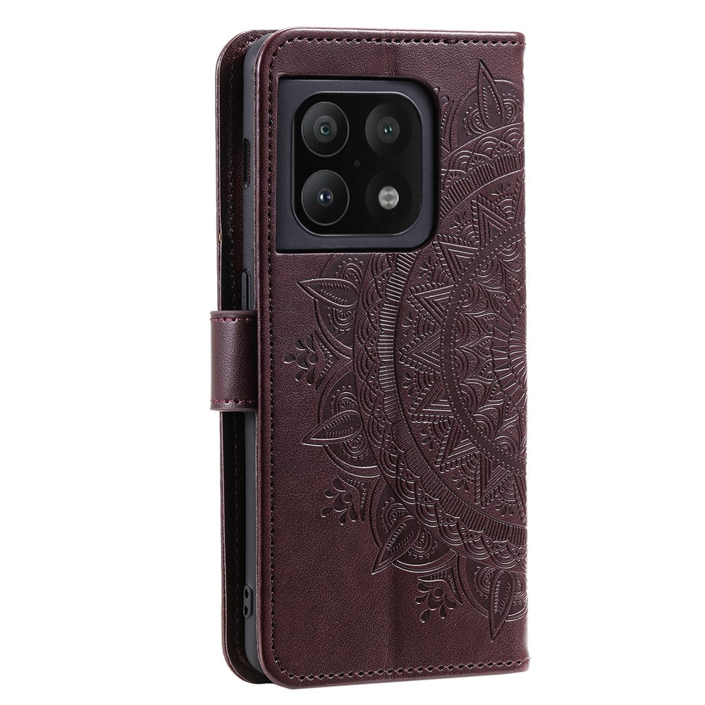 Imprinted Mandala Flower Stand Wallet Leather Cover PU Leather Full Protection Phone Case with Strap for OnePlus 10 Pro 5G
