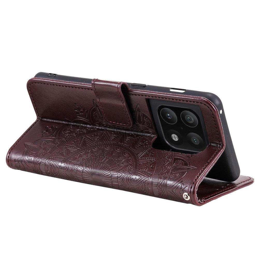 Imprinted Mandala Flower Stand Wallet Leather Cover PU Leather Full Protection Phone Case with Strap for OnePlus 10 Pro 5G