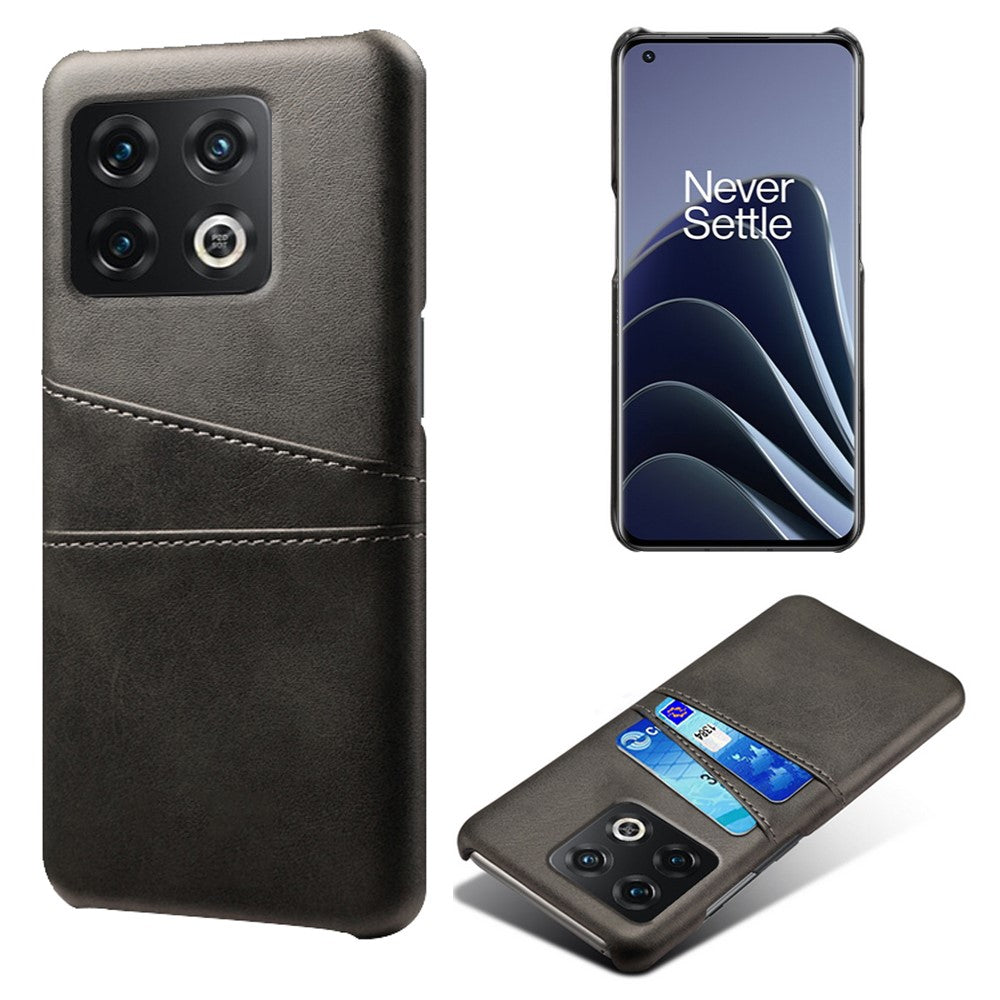 For OnePlus 10 Pro 5G PU Leather Coated Hard PC Double Protection Cover Anti-scratch Card Holder Design Cell Phone Case