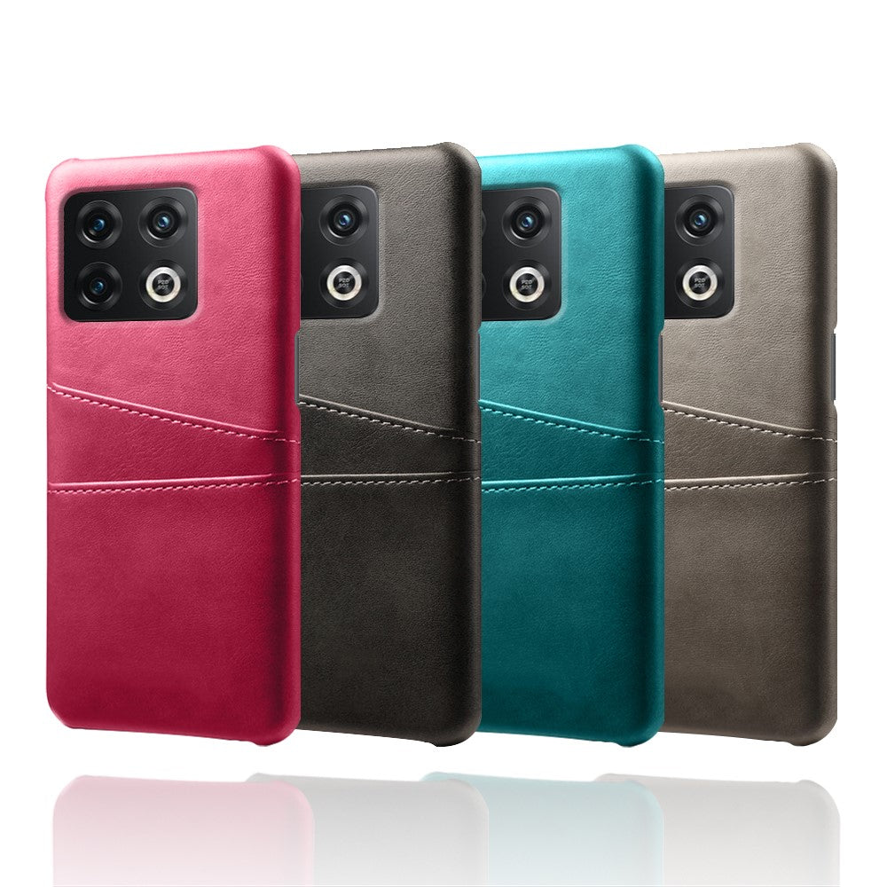 For OnePlus 10 Pro 5G PU Leather Coated Hard PC Double Protection Cover Anti-scratch Card Holder Design Cell Phone Case