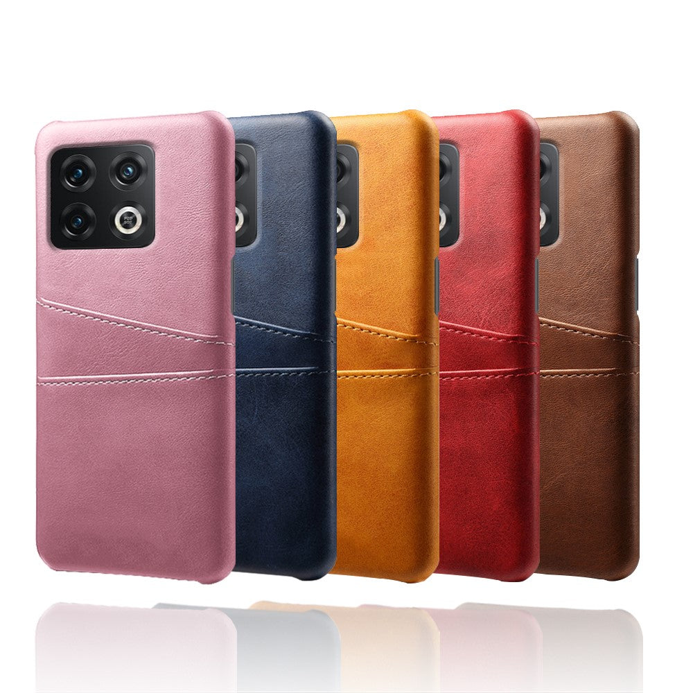 For OnePlus 10 Pro 5G PU Leather Coated Hard PC Double Protection Cover Anti-scratch Card Holder Design Cell Phone Case