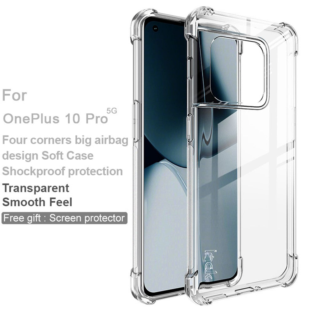IMAK for OnePlus 10 Pro 5G Anti-drop Anti-scratch Enhanced Four Corners Soft TPU Cell Phone Case with Screen Protector