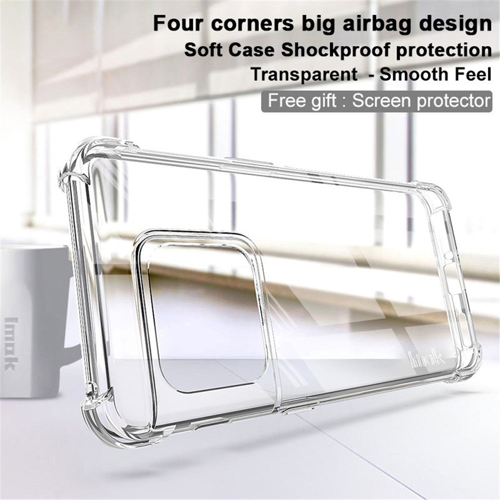IMAK for OnePlus 10 Pro 5G Anti-drop Anti-scratch Enhanced Four Corners Soft TPU Cell Phone Case with Screen Protector