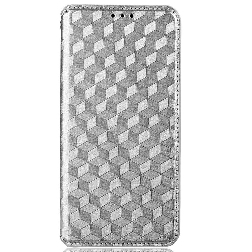 OnePlus Nord Rhombus Präglat PU-läder + TPU mobilskal Stativ Plånbok Skyddande Fodral