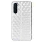 OnePlus Nord Rhombus Präglat PU-läder + TPU mobilskal Stativ Plånbok Skyddande Fodral