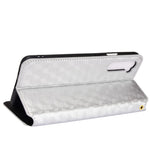OnePlus Nord Rhombus Präglat PU-läder + TPU mobilskal Stativ Plånbok Skyddande Fodral