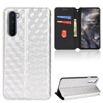 OnePlus Nord Rhombus Präglat PU-läder + TPU mobilskal Stativ Plånbok Skyddande Fodral