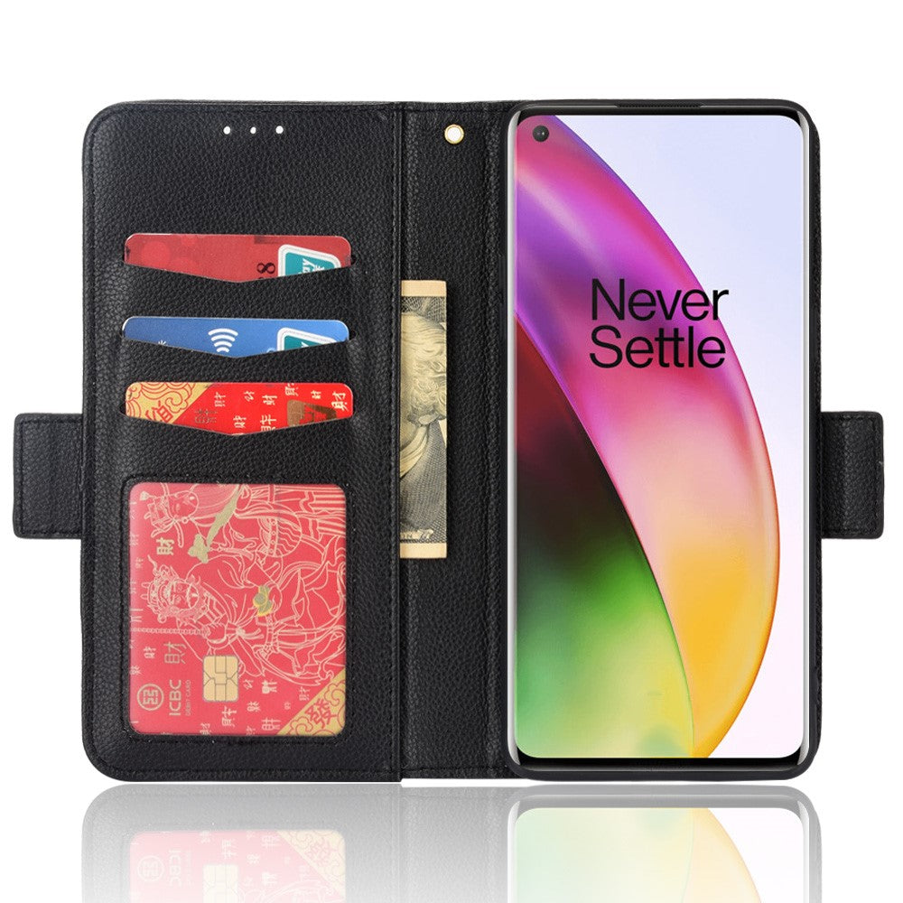 OnePlus 8 Dubbelmagnetiskt Spänne Litchi Texture mobilskal Fullt Skyddande Läderfodral