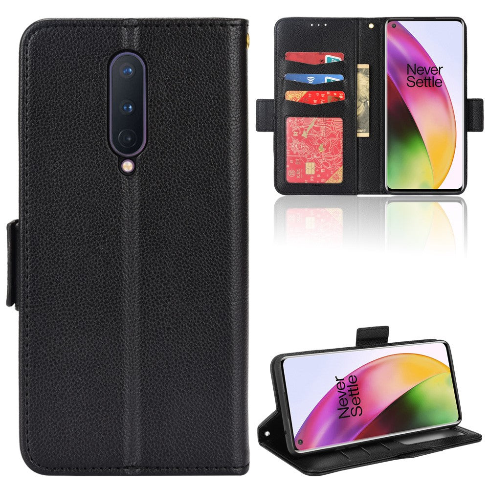OnePlus 8 Dubbelmagnetiskt Spänne Litchi Texture mobilskal Fullt Skyddande Läderfodral