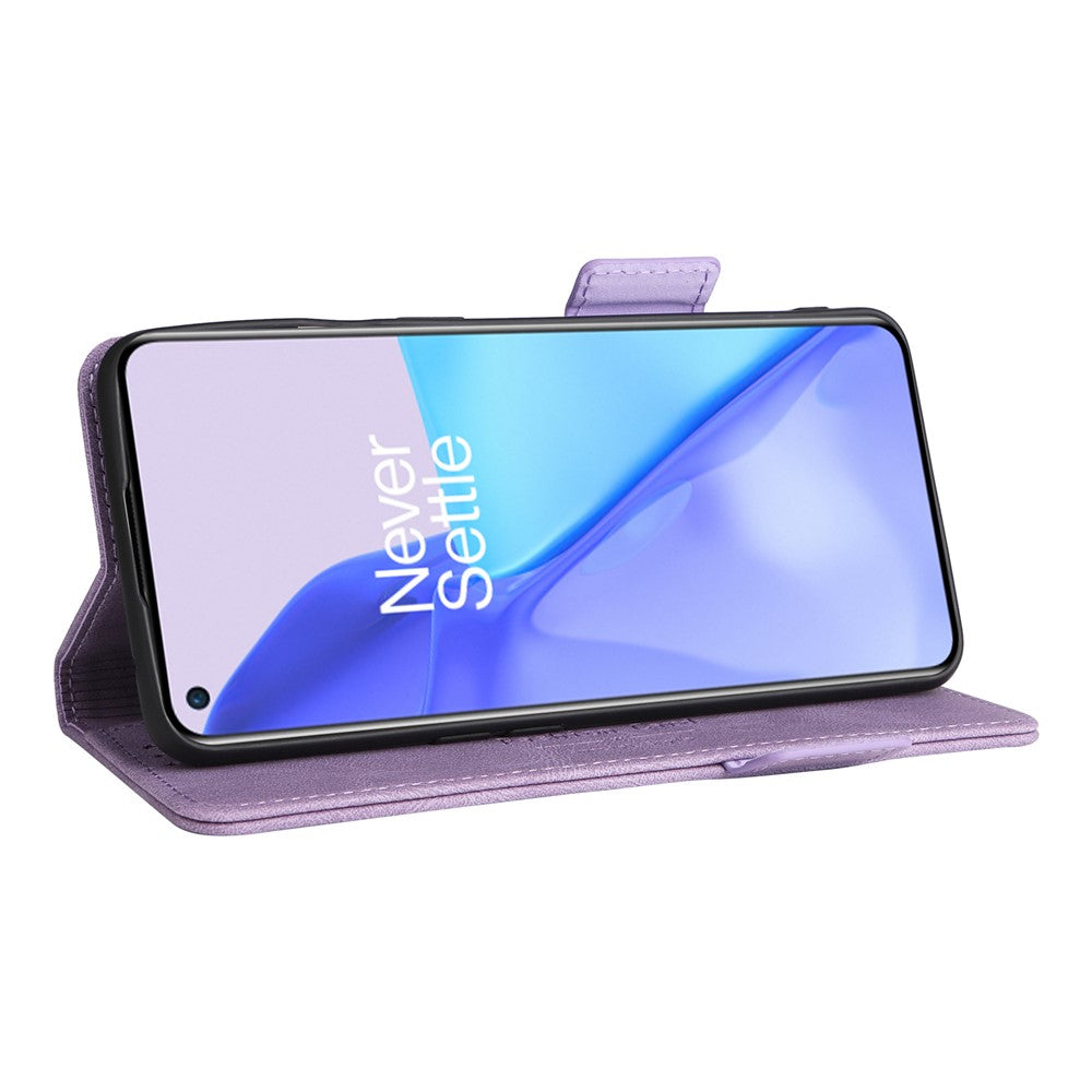 OnePlus 9 (EU/US-version) Läder+TPU Dubbelskiktat Skyddande Sidomagnetiska Spännen Hårdvara Design Flip mobilskal med Plånboksställ