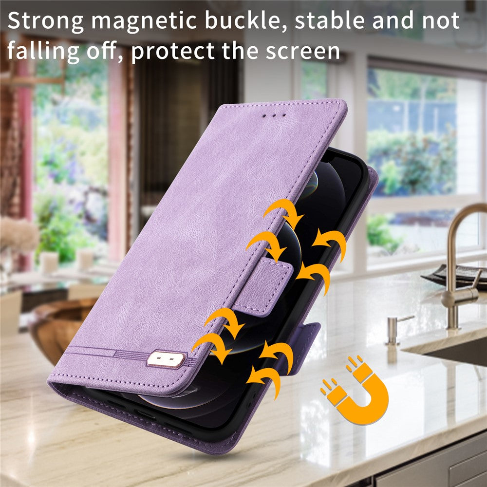 OnePlus 9 (EU/US-version) Läder+TPU Dubbelskiktat Skyddande Sidomagnetiska Spännen Hårdvara Design Flip mobilskal med Plånboksställ