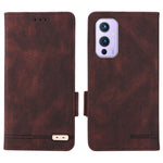 OnePlus 9 (EU/US-version) Läder+TPU Dubbelskiktat Skyddande Sidomagnetiska Spännen Hårdvara Design Flip mobilskal med Plånboksställ