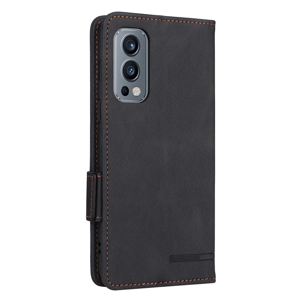 OnePlus Nord 2 5G Magnetiska sidospännen Hårdvarudesign Skal Läder+TPU Smartphone-skal med Plånboksställ