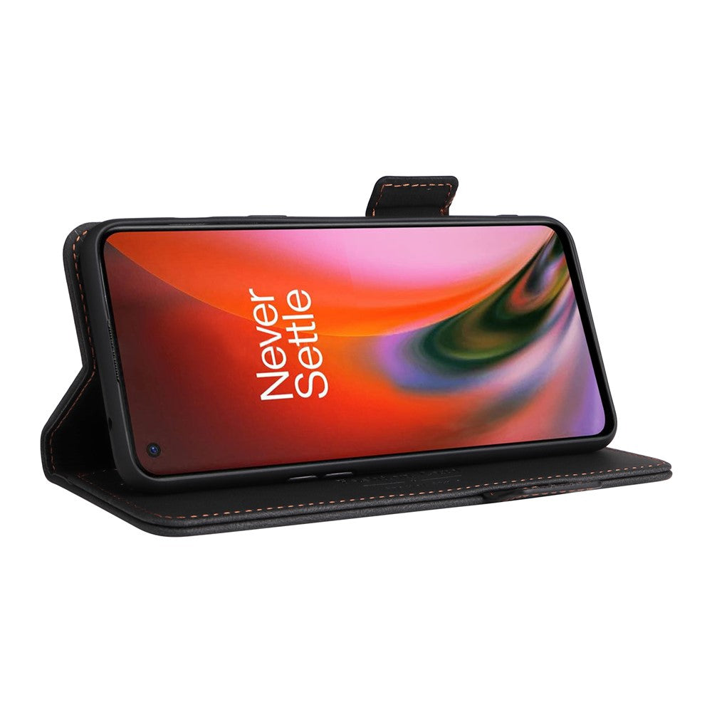 OnePlus Nord 2 5G Magnetiska sidospännen Hårdvarudesign Skal Läder+TPU Smartphone-skal med Plånboksställ