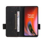 OnePlus Nord 2 5G Magnetiska sidospännen Hårdvarudesign Skal Läder+TPU Smartphone-skal med Plånboksställ