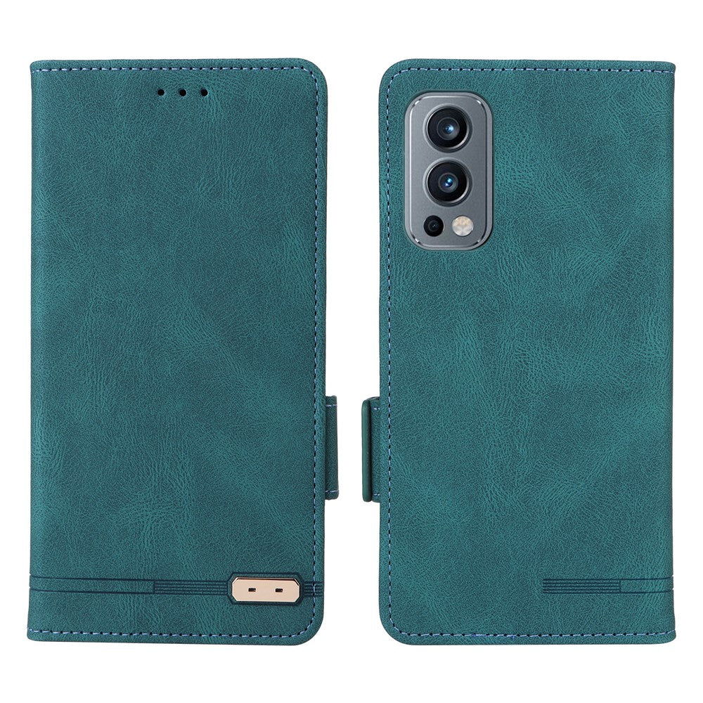 OnePlus Nord 2 5G Magnetiska sidospännen Hårdvarudesign Skal Läder+TPU Smartphone-skal med Plånboksställ