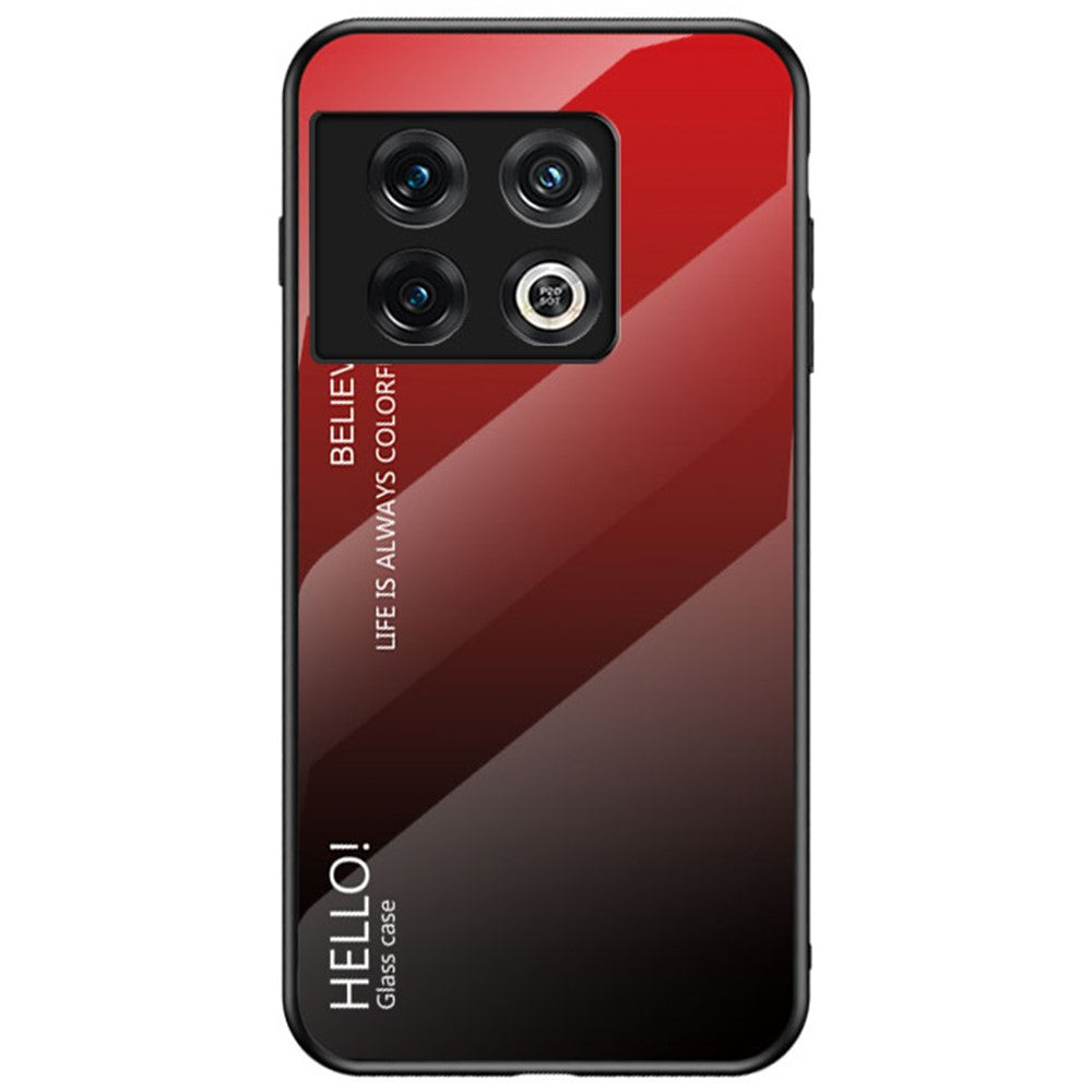 Tonad färg hårt PC + härdat glas bakskal för OnePlus 10 Pro 5G, reptåligt TPU-ramskal för mobil
