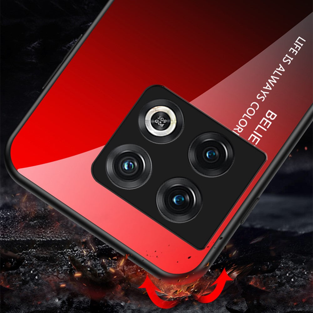 Tonad färg hårt PC + härdat glas bakskal för OnePlus 10 Pro 5G, reptåligt TPU-ramskal för mobil