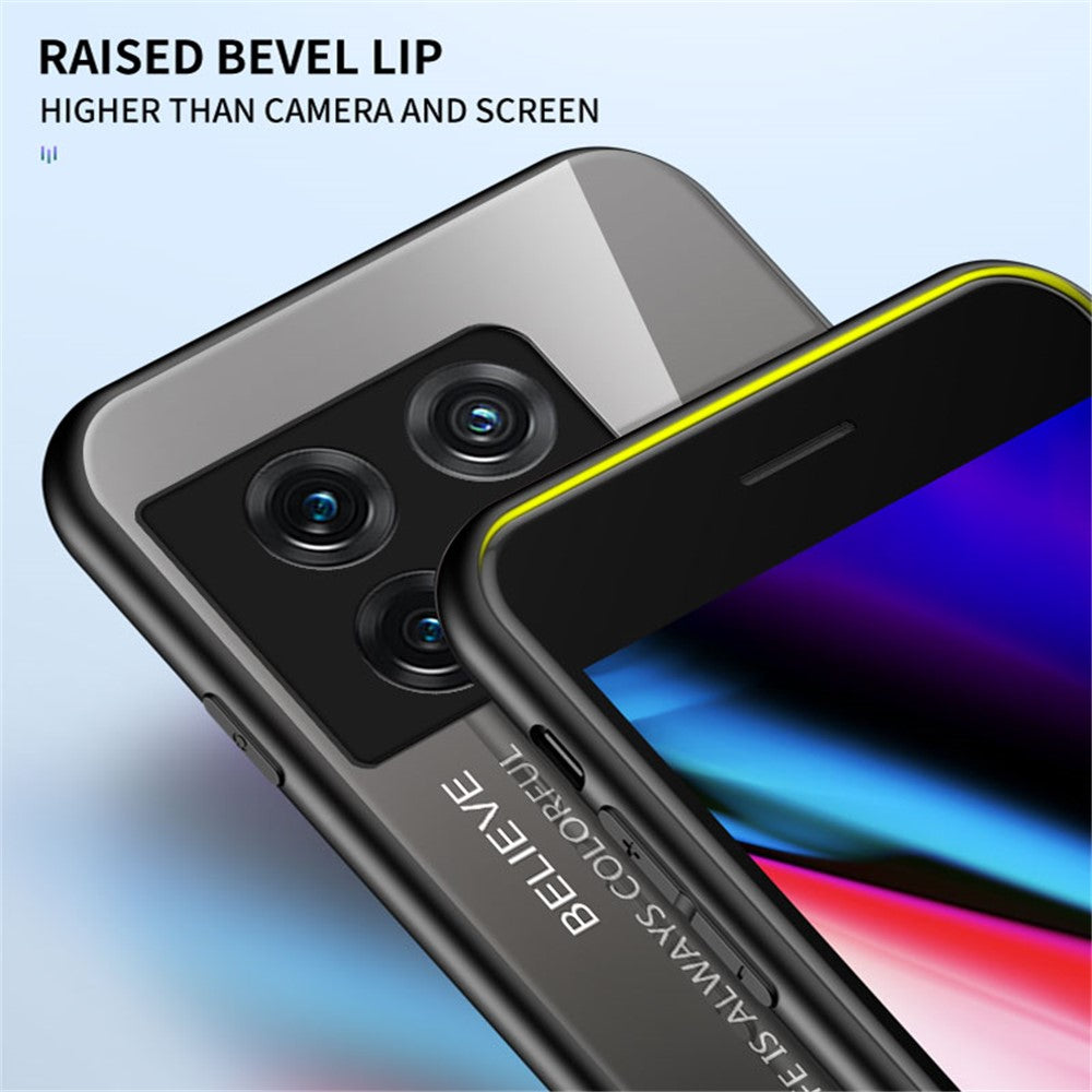 Tonad färg hårt PC + härdat glas bakskal för OnePlus 10 Pro 5G, reptåligt TPU-ramskal för mobil