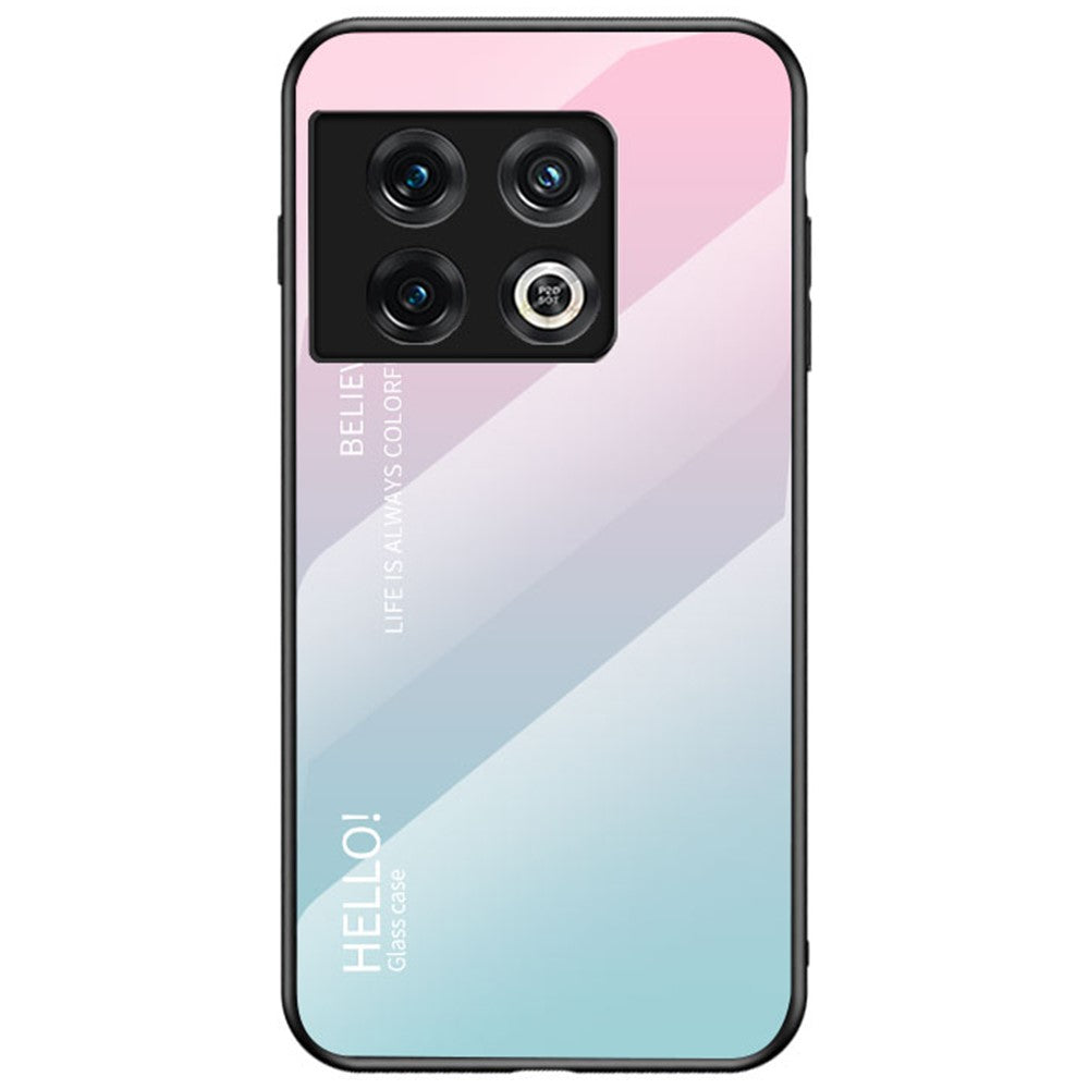 Tonad färg hårt PC + härdat glas bakskal för OnePlus 10 Pro 5G, reptåligt TPU-ramskal för mobil