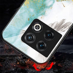 For OnePlus 10 Pro 5G Marble Pattern Tempered Glass + PC Hard Back Flexible TPU Frame Phone Case Cover