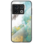 OnePlus 10 Pro 5G Marmormönster Härdat Glas + PC Hård Baksida Flexibel TPU Ram mobilskal