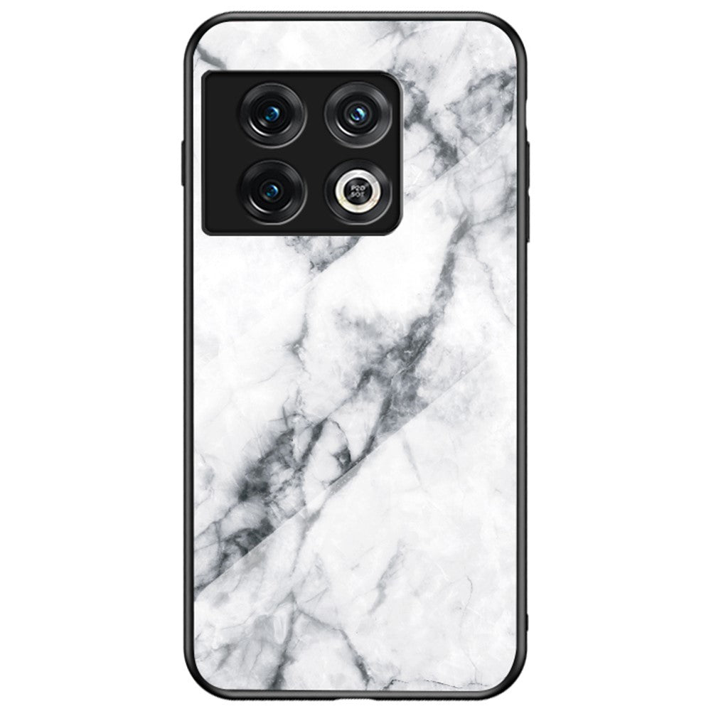 OnePlus 10 Pro 5G Marmormönster Härdat Glas + PC Hård Baksida Flexibel TPU Ram mobilskal