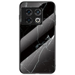 OnePlus 10 Pro 5G Marmormönster Härdat Glas + PC Hård Baksida Flexibel TPU Ram mobilskal