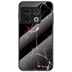 For OnePlus 10 Pro 5G Marble Pattern Tempered Glass + PC Hard Back Flexible TPU Frame Phone Case Cover
