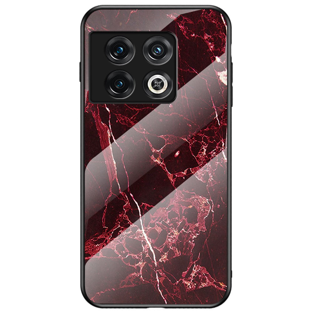 OnePlus 10 Pro 5G Marmormönster Härdat Glas + PC Hård Baksida Flexibel TPU Ram mobilskal