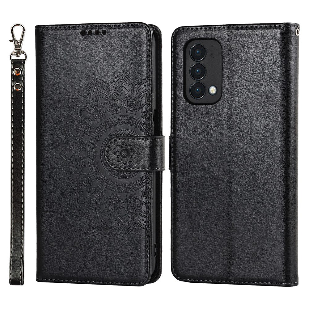 OnePlus Nord N200 5G R61 Texturerad Söm Mönster Präglat Läderfodral Stativ Plånboksfodral