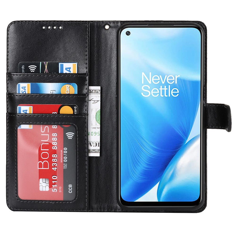 OnePlus Nord N200 5G R61 Texturerad Söm Mönster Präglat Läderfodral Stativ Plånboksfodral