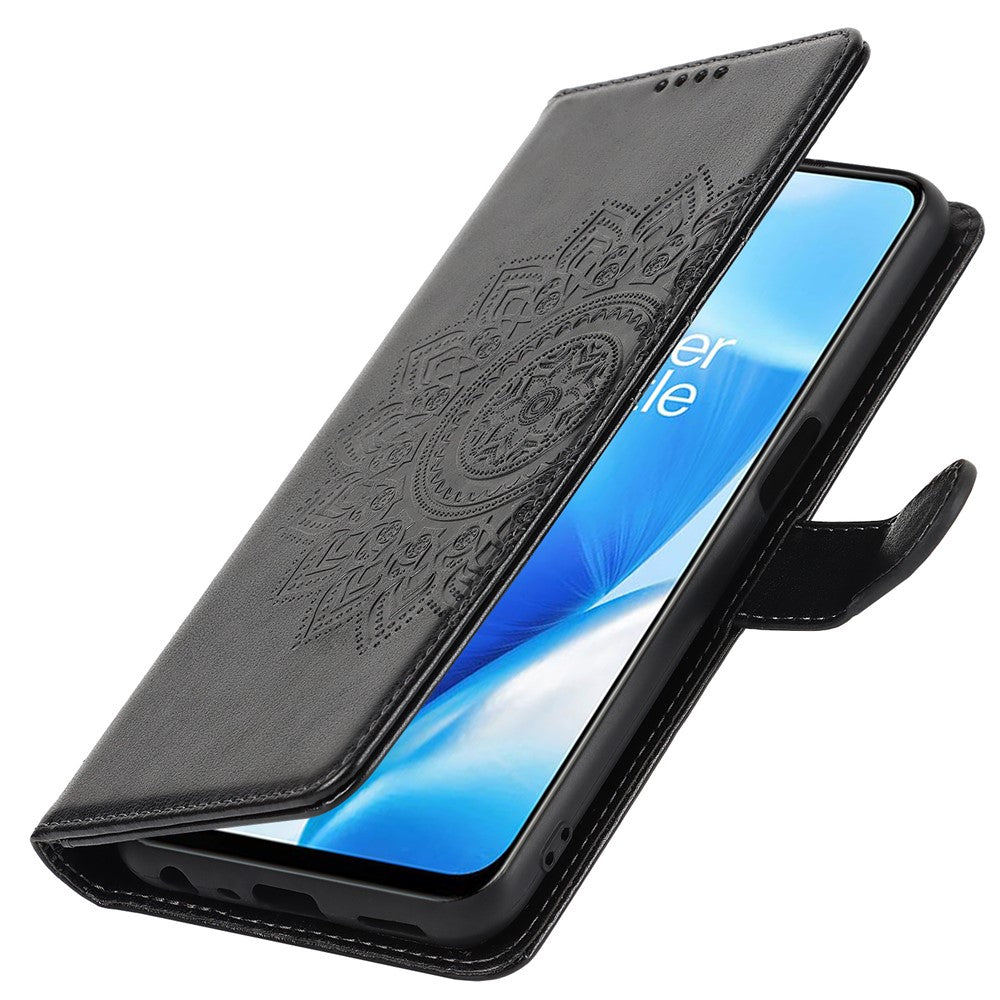 OnePlus Nord N200 5G R61 Texturerad Söm Mönster Präglat Läderfodral Stativ Plånboksfodral