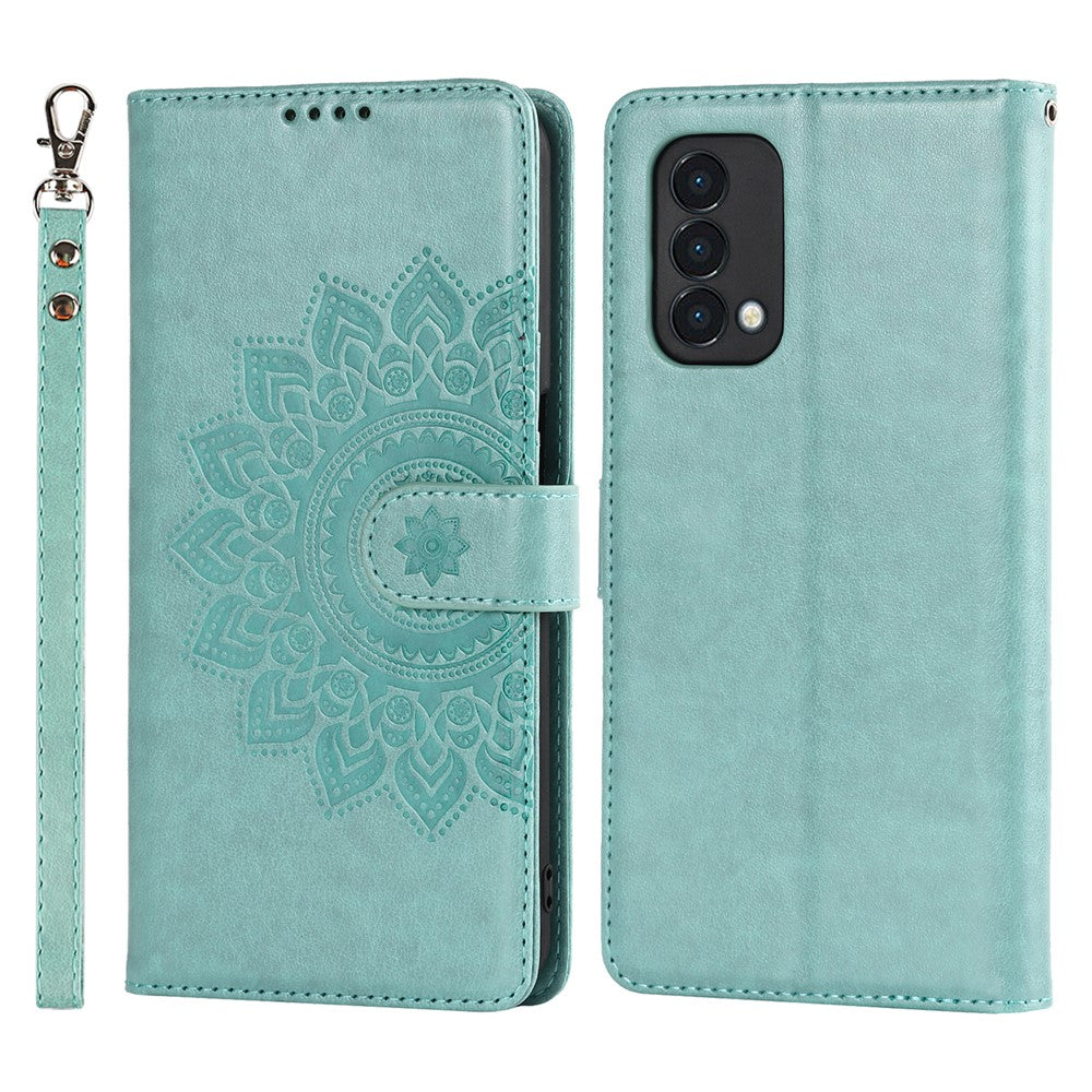 OnePlus Nord N200 5G R61 Texturerad Söm Mönster Präglat Läderfodral Stativ Plånboksfodral