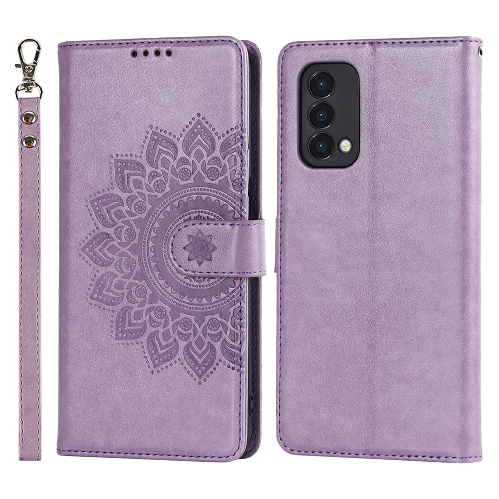 OnePlus Nord N200 5G R61 Texturerad Söm Mönster Präglat Läderfodral Stativ Plånboksfodral