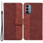 OnePlus Nord N200 5G Präglat geometriskt mönster PU-läder magnetiskt skyddsfodral Vikbart stativ Plånbok Flip Folio-fodral med rem
