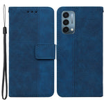 OnePlus Nord N200 5G Präglat geometriskt mönster PU-läder magnetiskt skyddsfodral Vikbart stativ Plånbok Flip Folio-fodral med rem