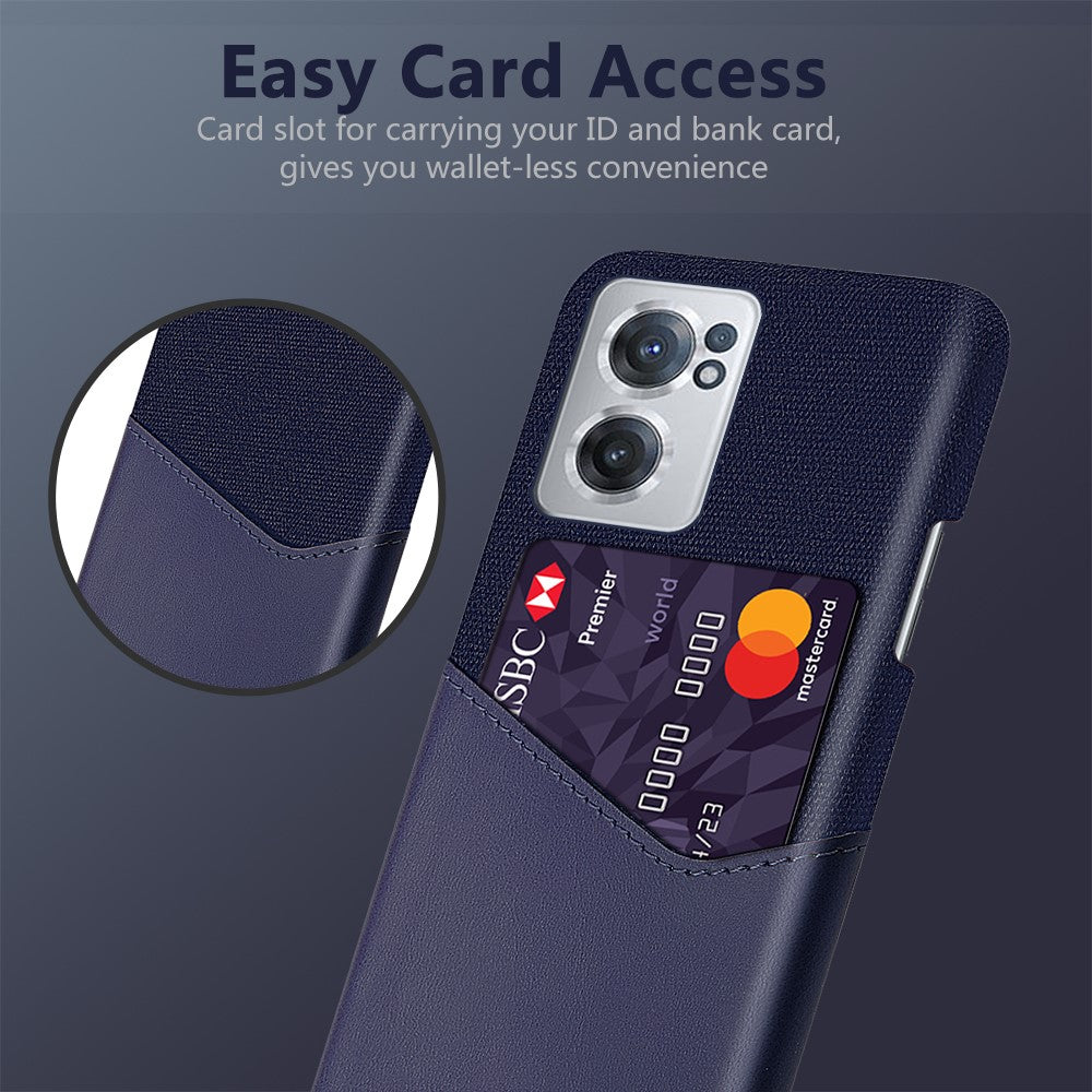 For OnePlus Nord CE 2 5G Card Slots Phone Case Cloth + PC + PU Leather Fall Proof Back Cover