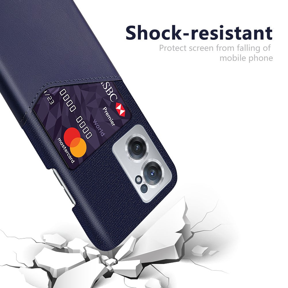 For OnePlus Nord CE 2 5G Card Slots Phone Case Cloth + PC + PU Leather Fall Proof Back Cover