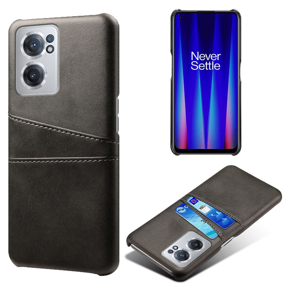 For OnePlus Nord CE 2 5G Phone Case Dual-layer Protection PU Leather Coated Hard PC Cover Two Card Slots Mobile Phone Protector