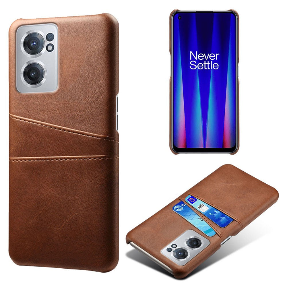 For OnePlus Nord CE 2 5G Phone Case Dual-layer Protection PU Leather Coated Hard PC Cover Two Card Slots Mobile Phone Protector