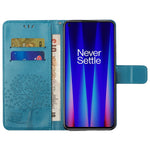 For OnePlus Nord CE 2 5G PU Leather Imprinted Owl Tree Pattern Case Folding Stand Wallet Flip Cover with Strap