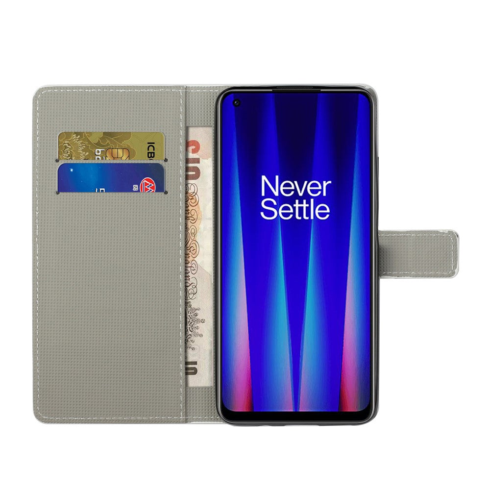 Mönstertryckt läderfodral till OnePlus Nord CE 2 5G, heltäckande skyddande skal med plånboksstativ
