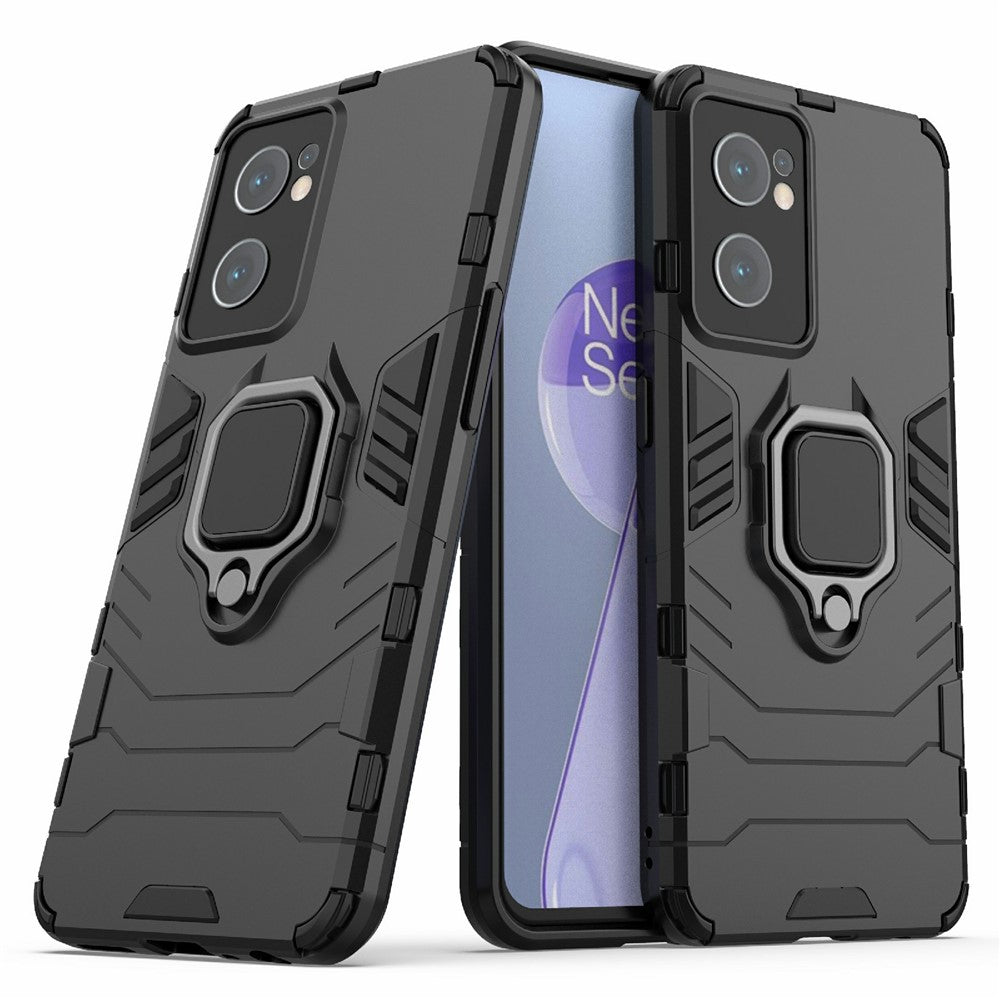 Til OnePlus Nord CE 2 5G TPU+ hårdt PC-cover Anti-fald sammenklappelig ringstativ bagcover