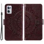 OnePlus Nord CE 2 5G stötsäker plånboksfodral med stativ, präglat mandalablomma, PU-läder, flipfodral