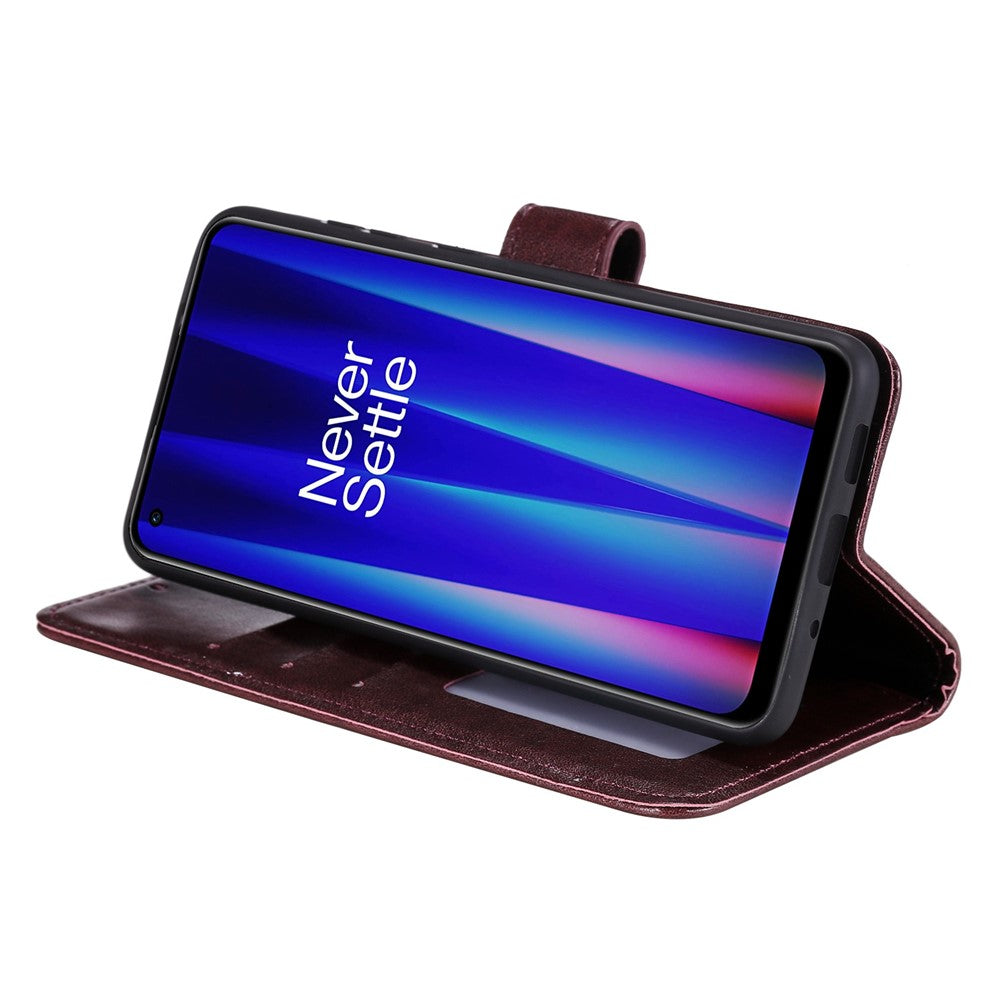 OnePlus Nord CE 2 5G stötsäker plånboksfodral med stativ, präglat mandalablomma, PU-läder, flipfodral