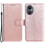 OnePlus Nord N20 5G Mandala Blomma Präglat PU Läder Plånboksfodral Hopfällbart Stativ Skyddande Fodral med Rem