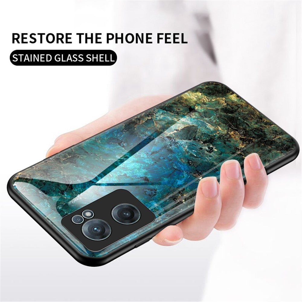 Marmorerat mönster härdat glasfodral för OnePlus Nord CE 2 5G, fingeravtrycksfritt reptåligt mobilmobilskal