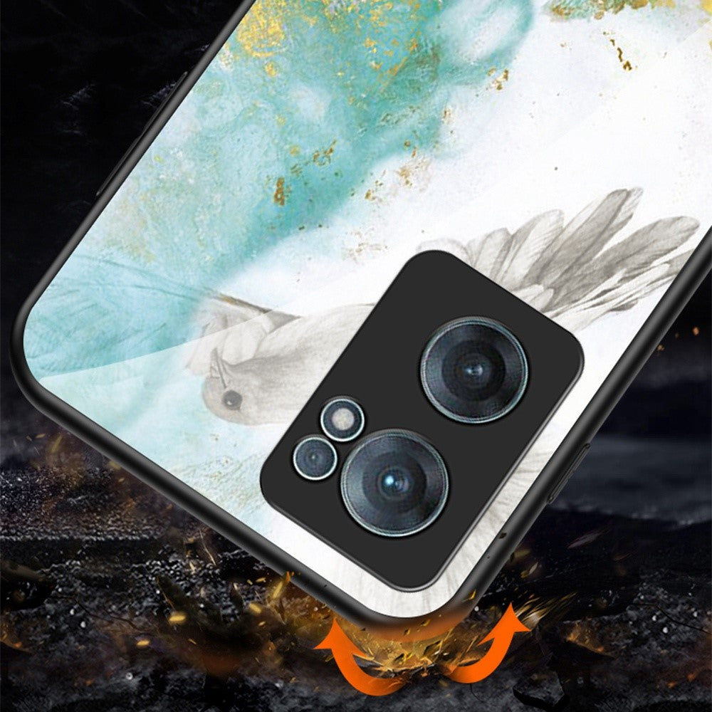 Marmorerat mönster härdat glasfodral för OnePlus Nord CE 2 5G, fingeravtrycksfritt reptåligt mobilmobilskal
