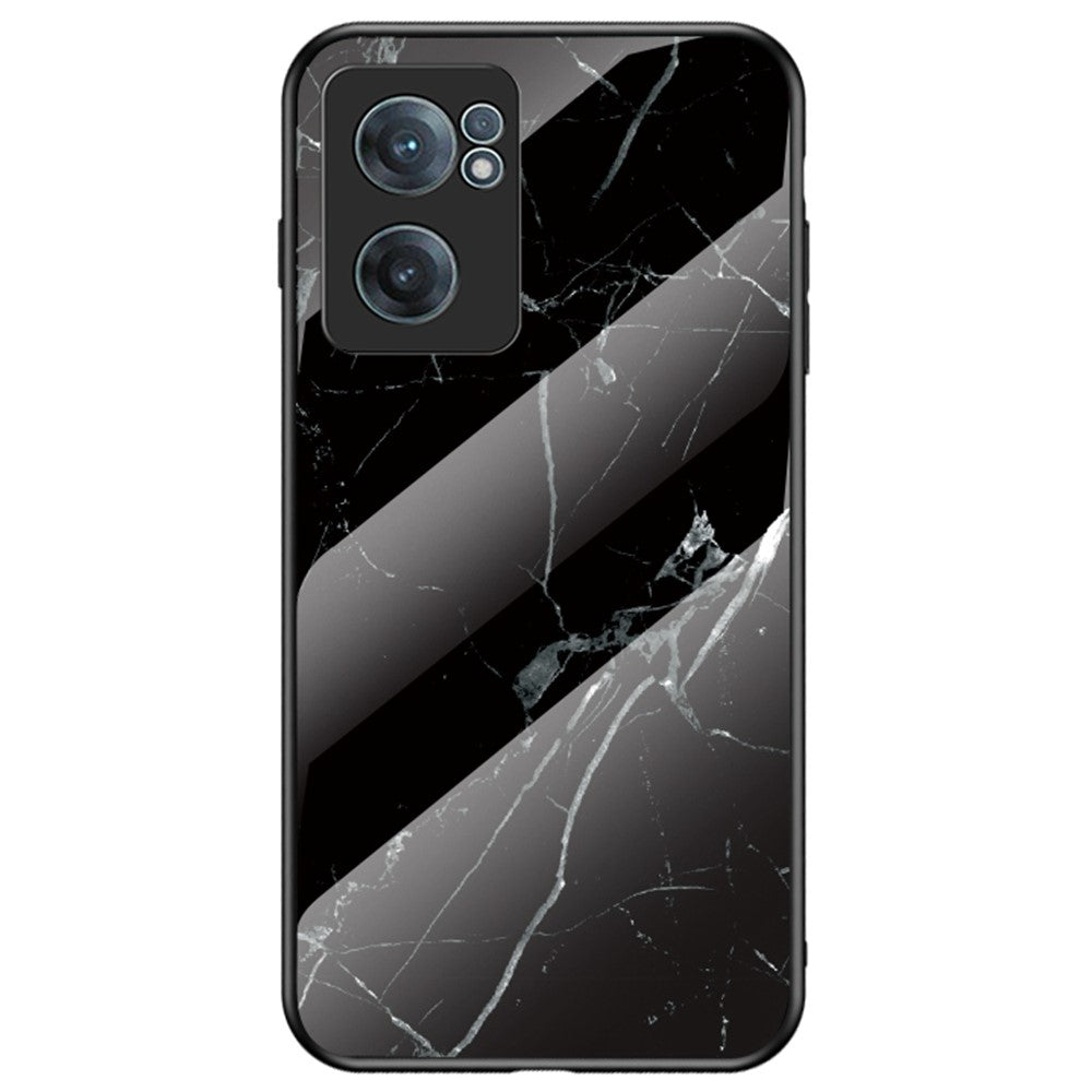 Marmorerat mönster härdat glasfodral för OnePlus Nord CE 2 5G, fingeravtrycksfritt reptåligt mobilmobilskal